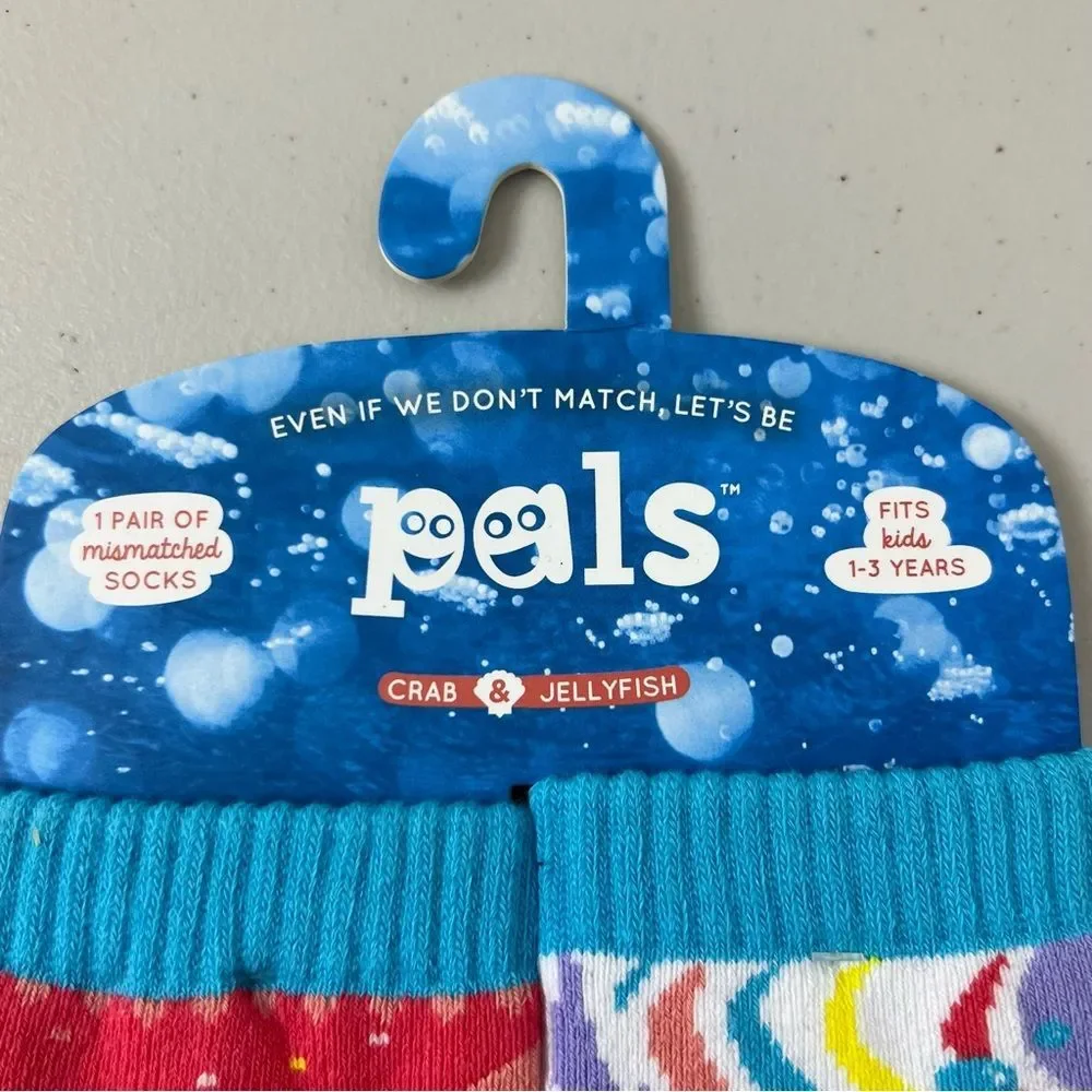 NWT Paals Crab & Jellyfish Mismatched Socks Kids 1-3 Years Gripper Socks